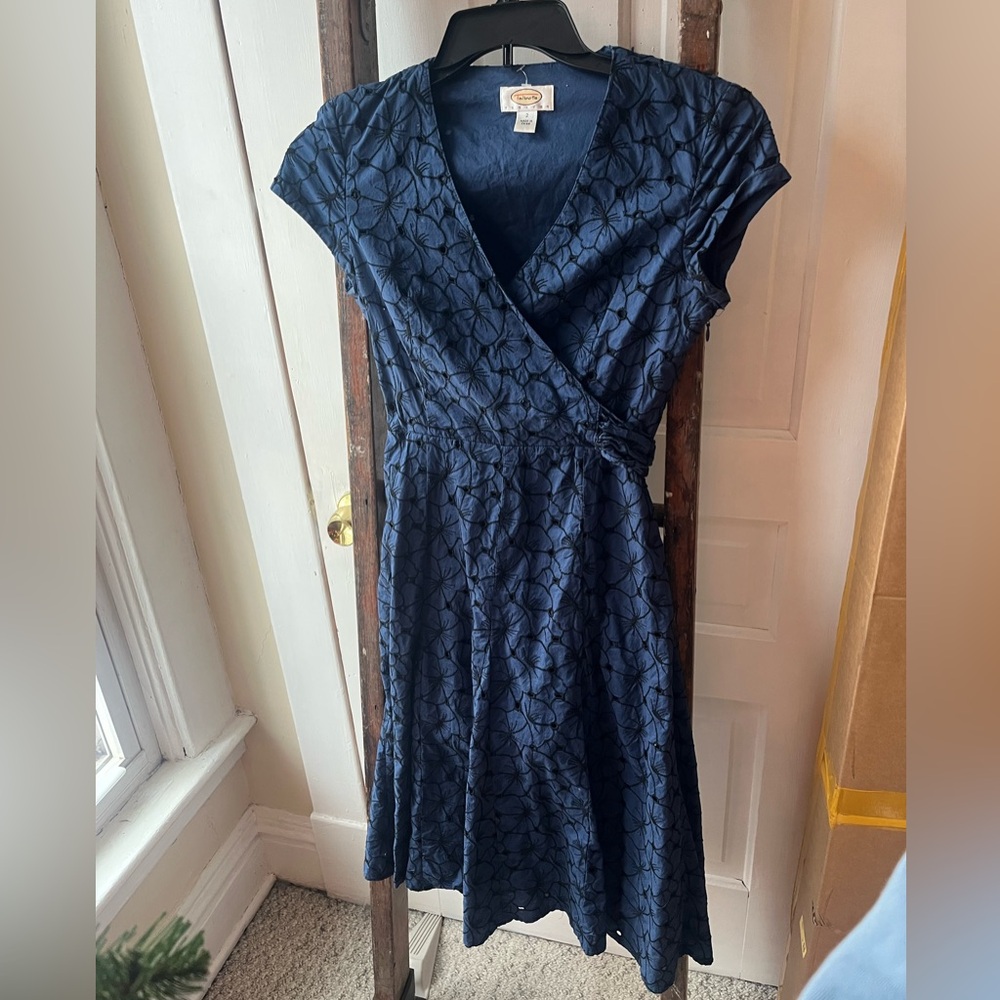 Talbots Midnight Blue Floral Midi Dress